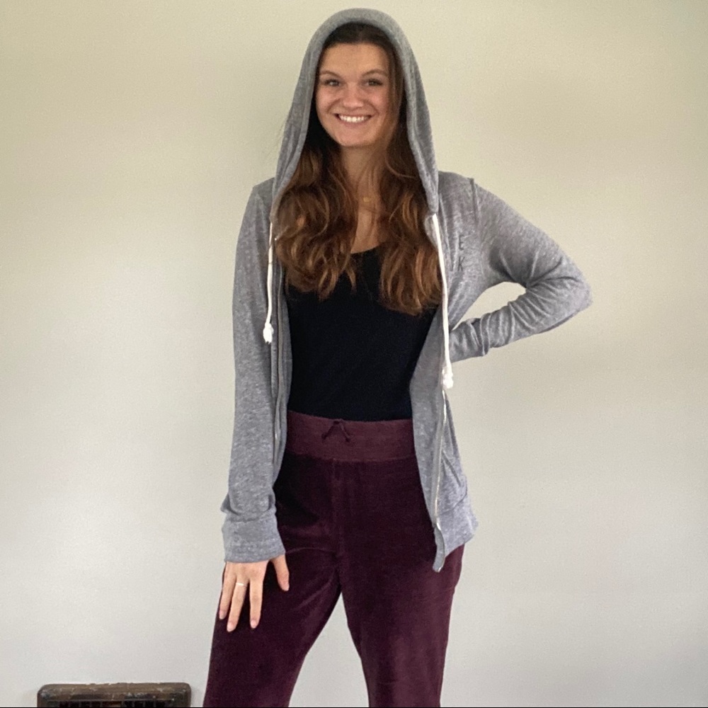 PINK Heather Grey Lightweight Thin Zip Sweatshirt